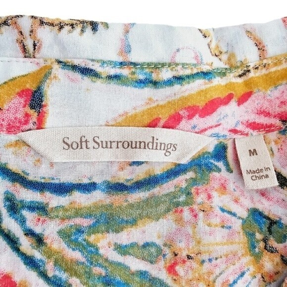 Soft Surroundings Kira Paisley Button Down Shirt Tunic Longline Blouse Top - Picture 11 of 12